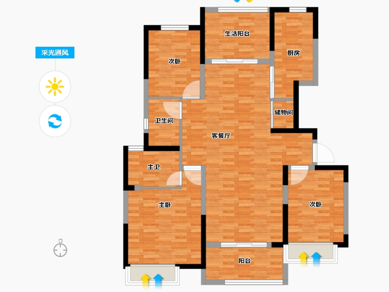 河南省-安阳市-建业辰合学府-110.40-户型库-采光通风