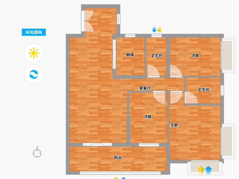 广西壮族自治区-百色市-德保东蒙小区-105.05-户型库-采光通风