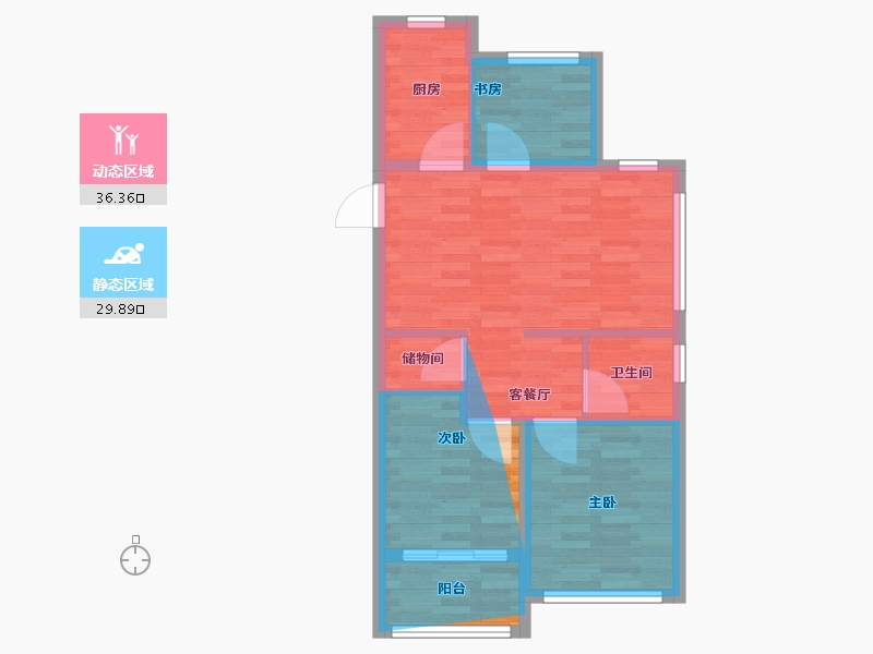 浙江省-杭州市-璞荟铭庭-66.19-户型库-动静分区