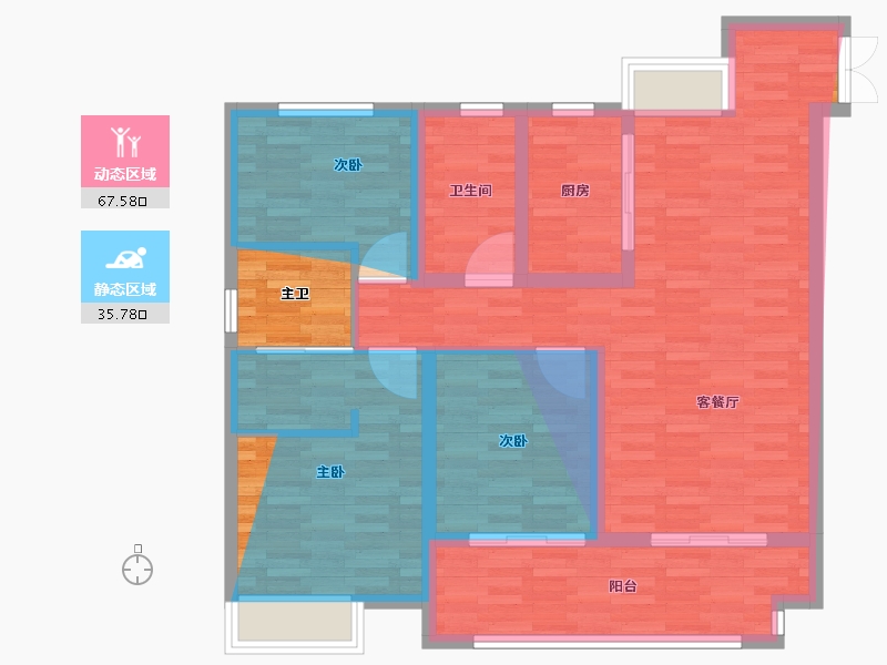 安徽省-宿州市-金方世纪城3期-93.81-户型库-动静分区