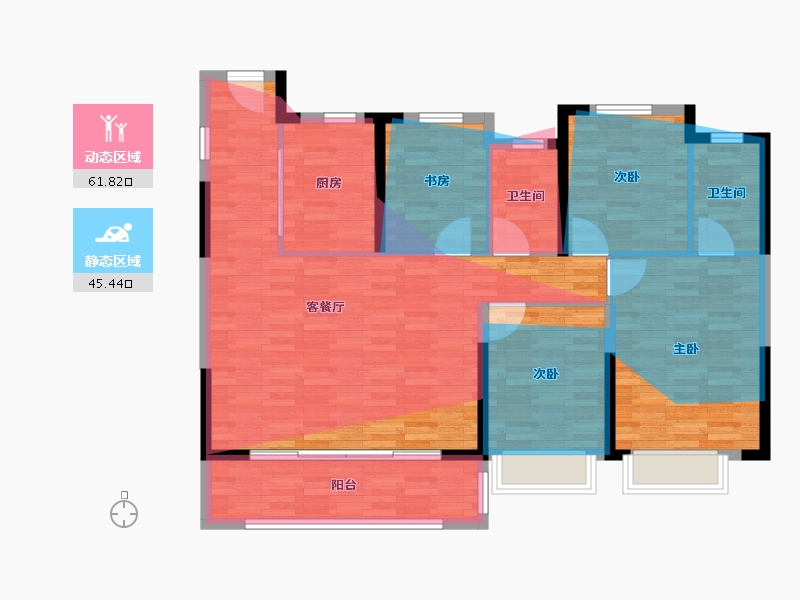 浙江省-宁波市-中海富华里-111.20-户型库-动静分区