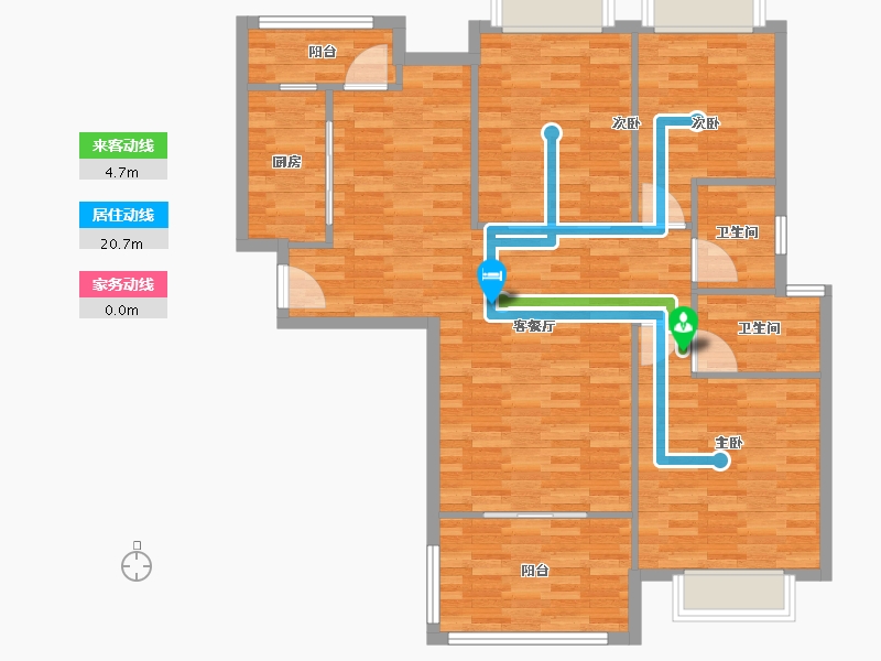 湖南省-长沙市-珠江东方明珠-二期-106.05-户型库-动静线