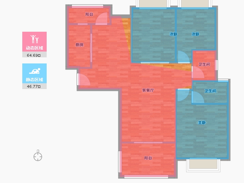 湖南省-长沙市-珠江东方明珠-二期-106.05-户型库-动静分区