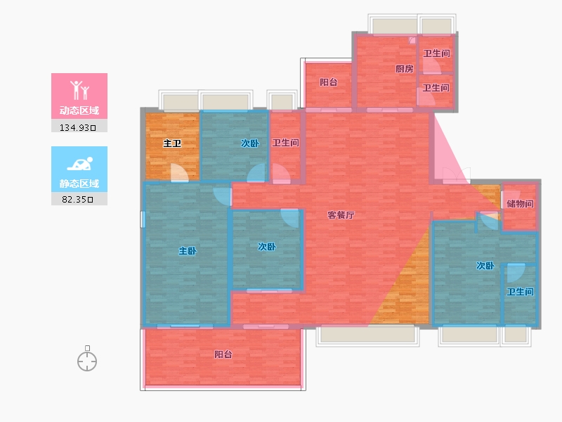 江苏省-南京市-中海·江南玖序-215.20-户型库-动静分区