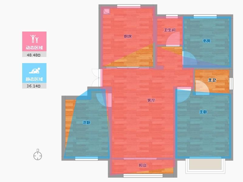 河北省-秦皇岛市-水映华廷-83.88-户型库-动静分区