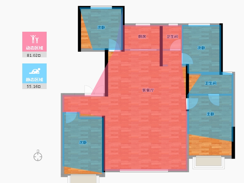 内蒙古自治区-乌海市-紫宸府-132.80-户型库-动静分区