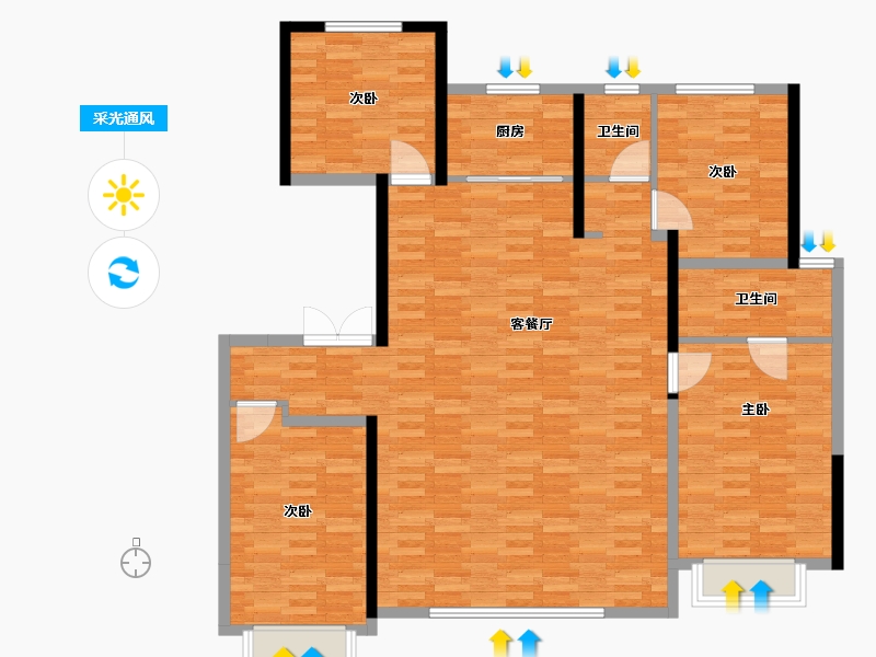 内蒙古自治区-乌海市-紫宸府-132.80-户型库-采光通风