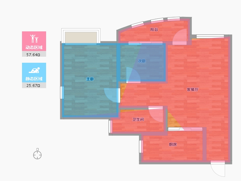 重庆-重庆市-渝高同心家园-A区-71.20-户型库-动静分区