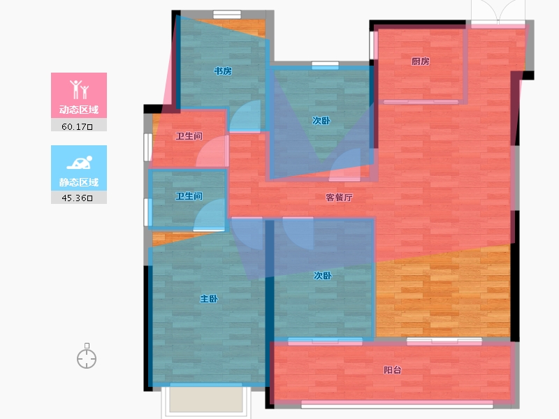 湖北省-十堰市-汉成世家-104.58-户型库-动静分区