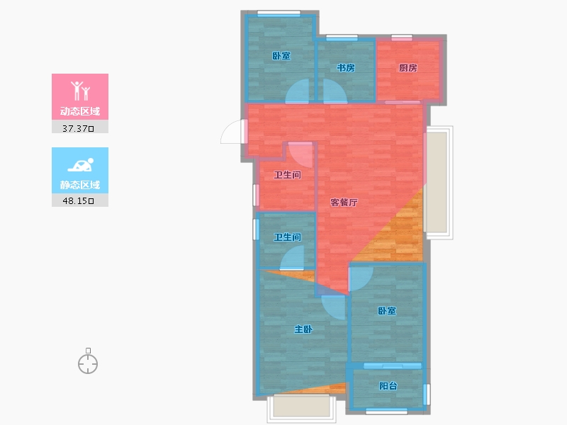 浙江省-杭州市-滨杭滨纷城-82.70-户型库-动静分区