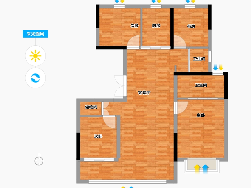 江苏省-徐州市-泽信云樾天著-108.00-户型库-采光通风