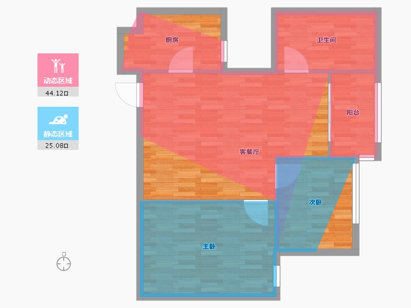 湖北省-武汉市-南湖康泰花园-海棠苑-49.49-户型库-动静分区