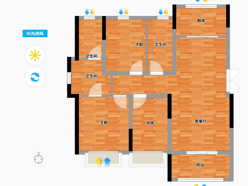 吉林省-辽源市-君悦府-103.01-户型库-采光通风