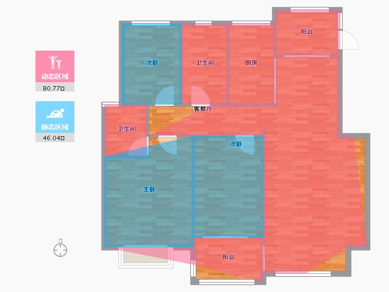 安徽省-淮北市-金水河畔-108.80-户型库-动静分区