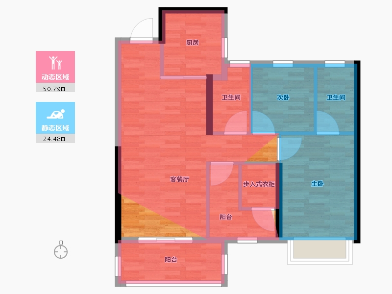 湖南省-长沙市-长沙北中心保利时代-79.20-户型库-动静分区