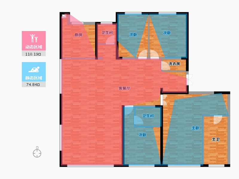 内蒙古自治区-呼和浩特市-万锦梧桐樾-206.49-户型库-动静分区