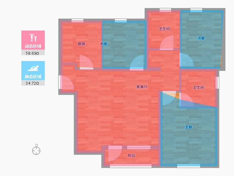 河北省-廊坊市-融创融公馆-83.71-户型库-动静分区