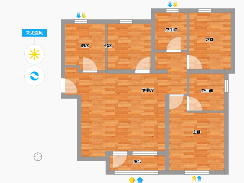 河北省-廊坊市-融创融公馆-83.71-户型库-采光通风