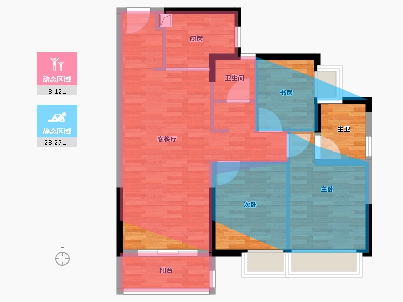 广东省-珠海市-洪湾河畔丽园-79.20-户型库-动静分区