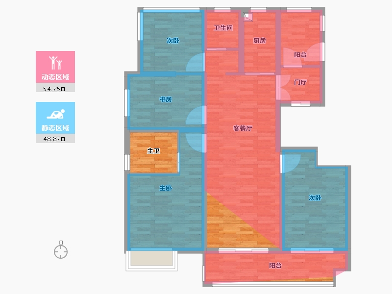 江苏省-盐城市-龙云仕家-102.48-户型库-动静分区