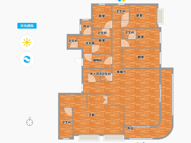 湖南省-长沙市-铂悦湘江-296.00-户型库-采光通风