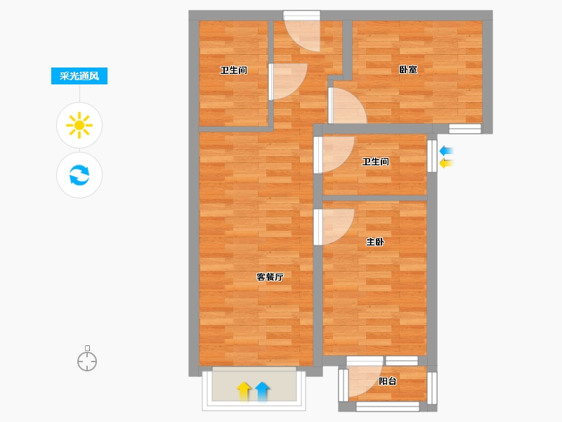 河北省-廊坊市-融创融公馆-50.01-户型库-采光通风