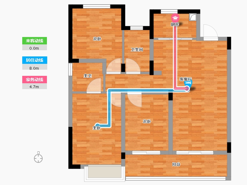 浙江省-宁波市-舜瑞绿城·晓月沁园-90.00-户型库-动静线