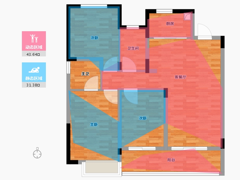 浙江省-宁波市-舜瑞绿城·晓月沁园-90.00-户型库-动静分区