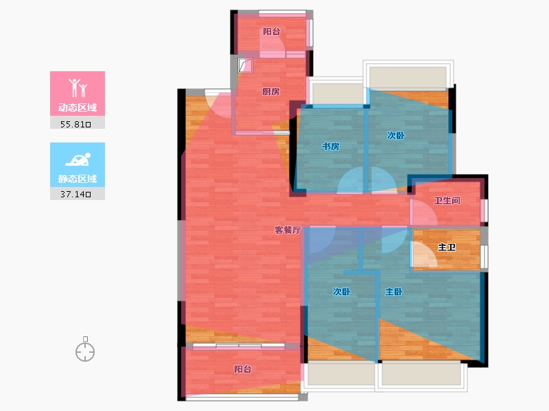 广东省-珠海市-珠光前程华园-94.34-户型库-动静分区