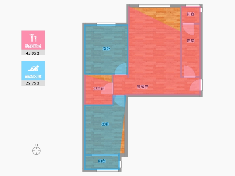 内蒙古自治区-包头市-北梁新区-南4区-72.00-户型库-动静分区