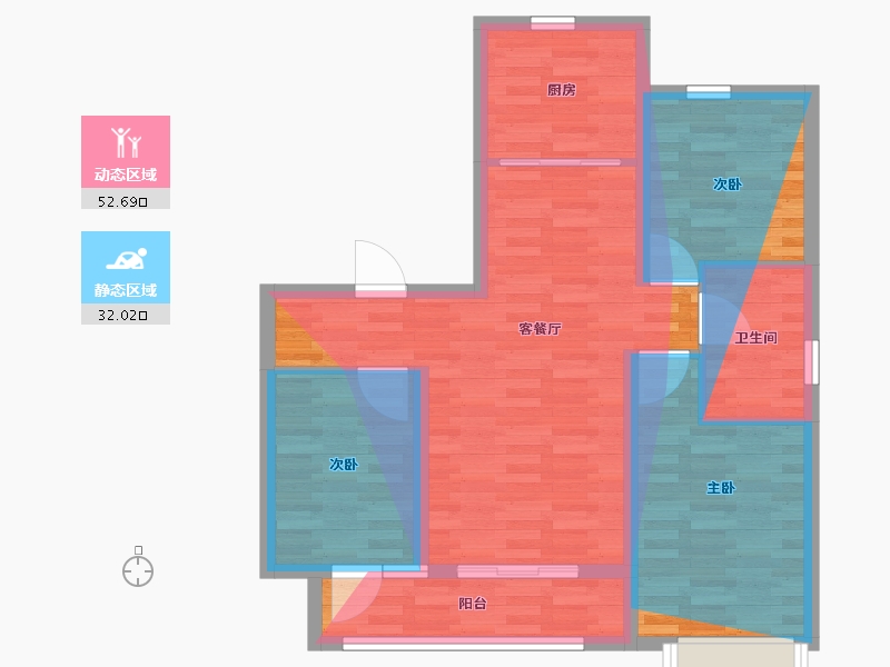 河北省-唐山市-翡翠观唐-88.80-户型库-动静分区