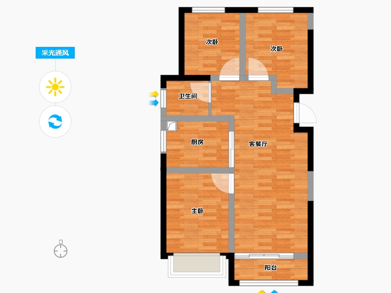 山西省-太原市-万星四合苑-63.11-户型库-采光通风