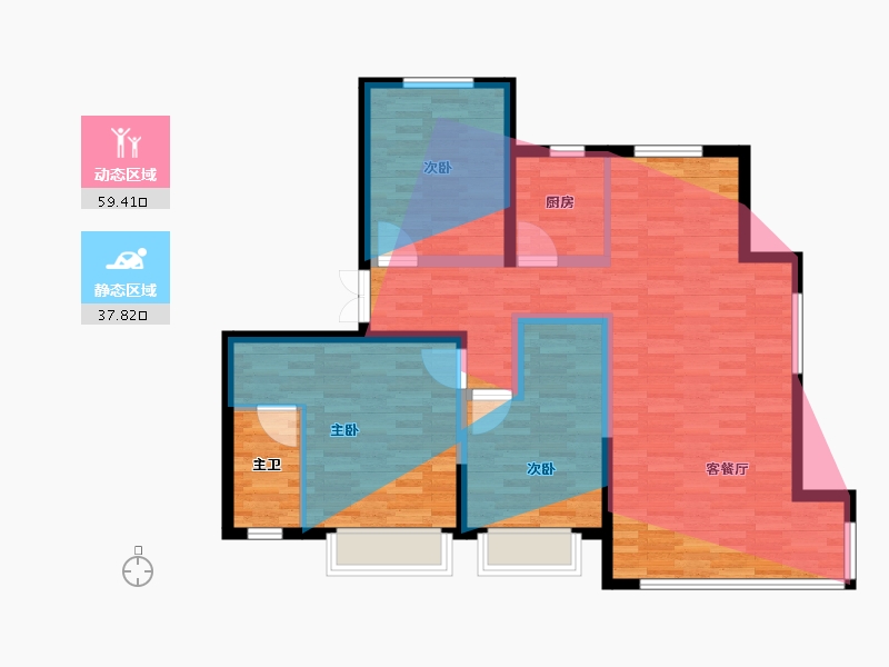 河北省-张家口市-海诚·清水河畔二期-96.87-户型库-动静分区