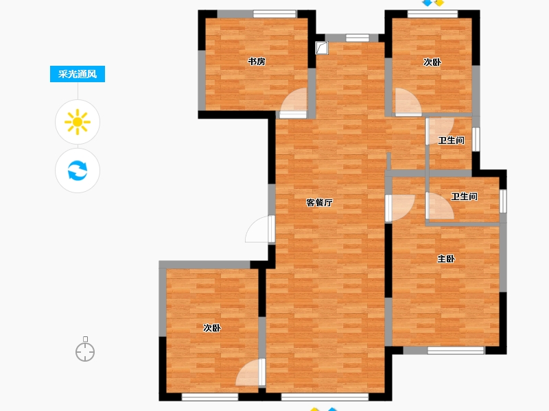 内蒙古自治区-通辽市-天润·水墨嘉华-112.80-户型库-采光通风