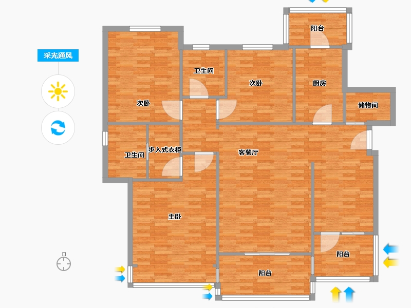 天津-天津市-悦蓝轩-130.00-户型库-采光通风