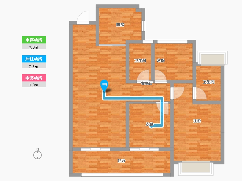 江苏省-苏州市-荷岸晓风花园-80.13-户型库-动静线