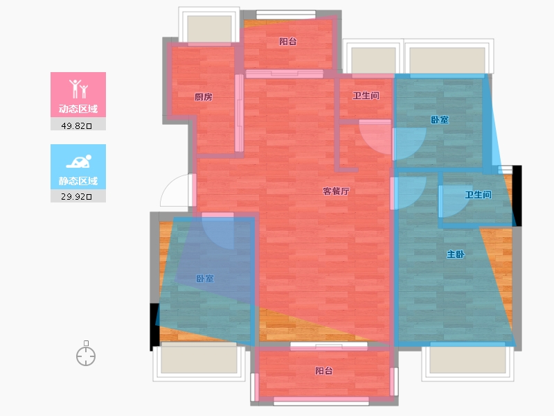 湖北省-荆州市-洪湖花园-72.52-户型库-动静分区