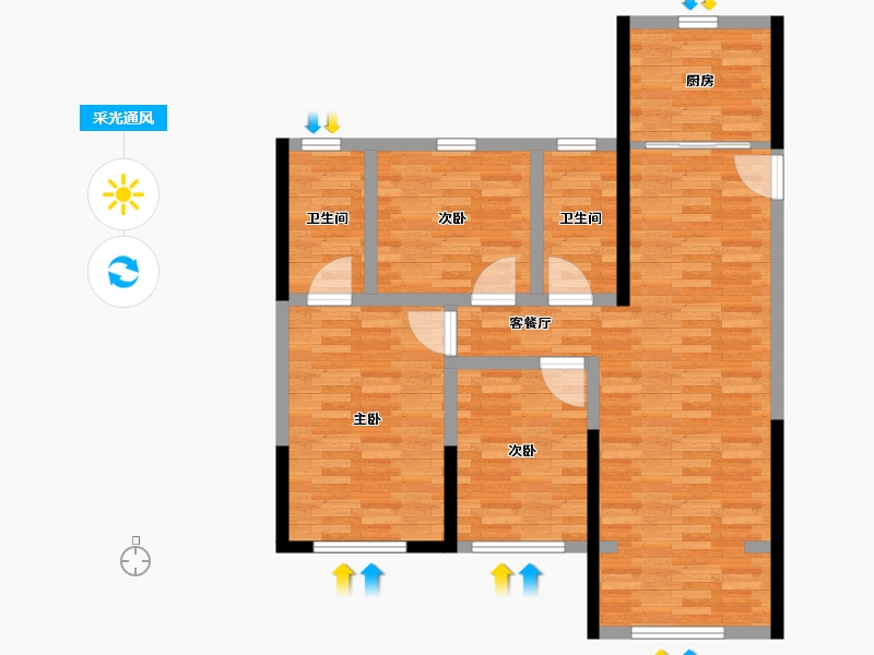 河北省-石家庄市-保利天汇华章-85.27-户型库-采光通风