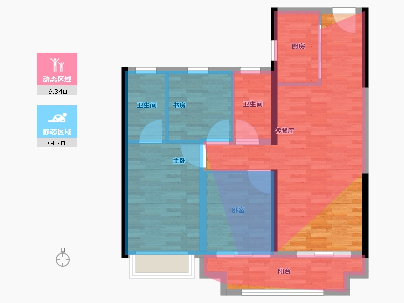 陕西省-西安市-中康华府-76.33-户型库-动静分区