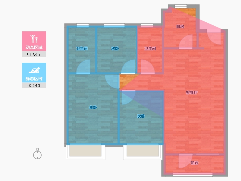 辽宁省-丹东市-佳兆业壹号-94.65-户型库-动静分区