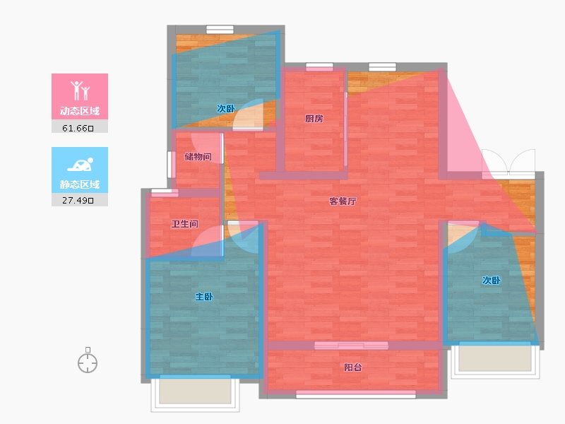 山东省-淄博市-鑫启程学府-83.65-户型库-动静分区