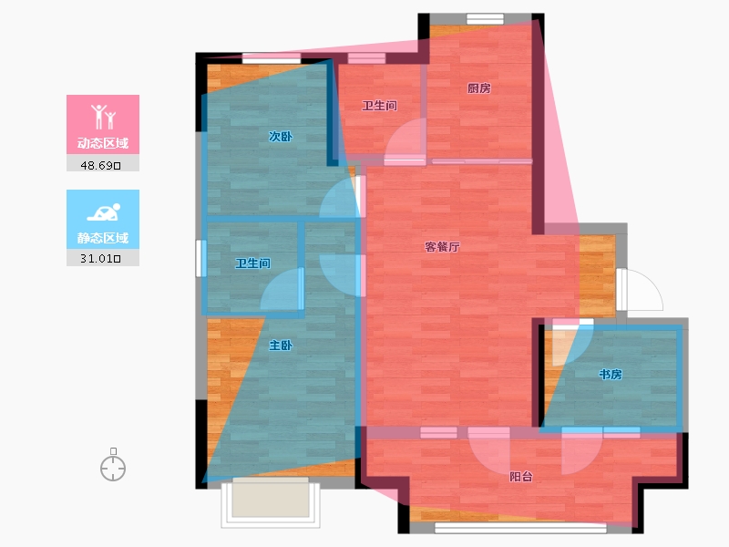 山东省-青岛市-鑫江新城-75.89-户型库-动静分区