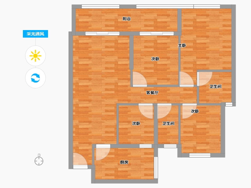 湖南省-永州市-逸品紫台-95.00-户型库-采光通风