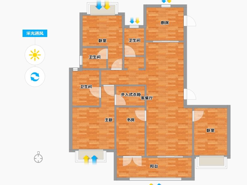 湖北省-武汉市-中建光谷之星-C区-133.60-户型库-采光通风