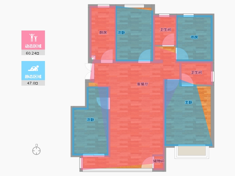 河北省-秦皇岛市-水映华廷-97.80-户型库-动静分区