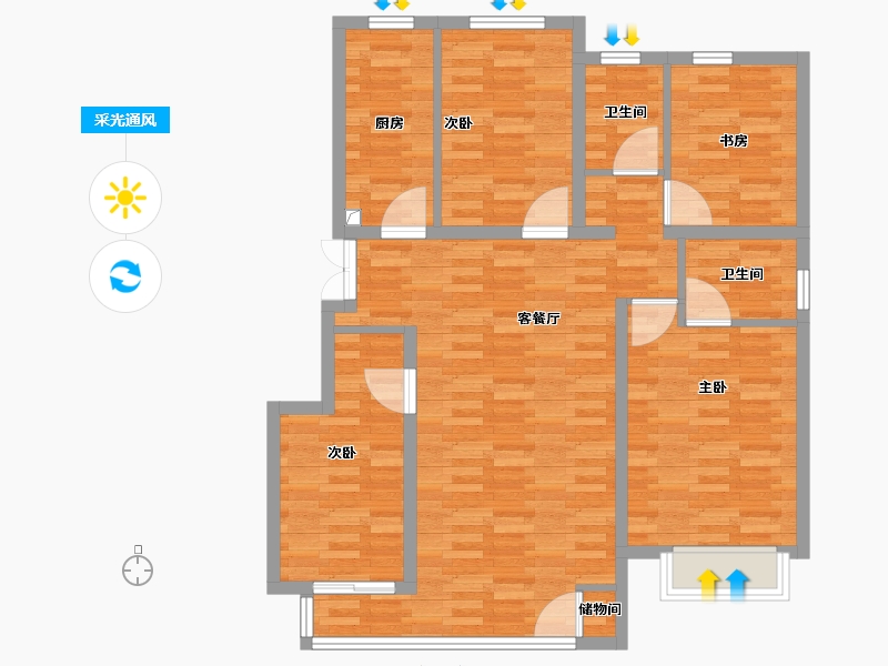 河北省-秦皇岛市-水映华廷-97.80-户型库-采光通风