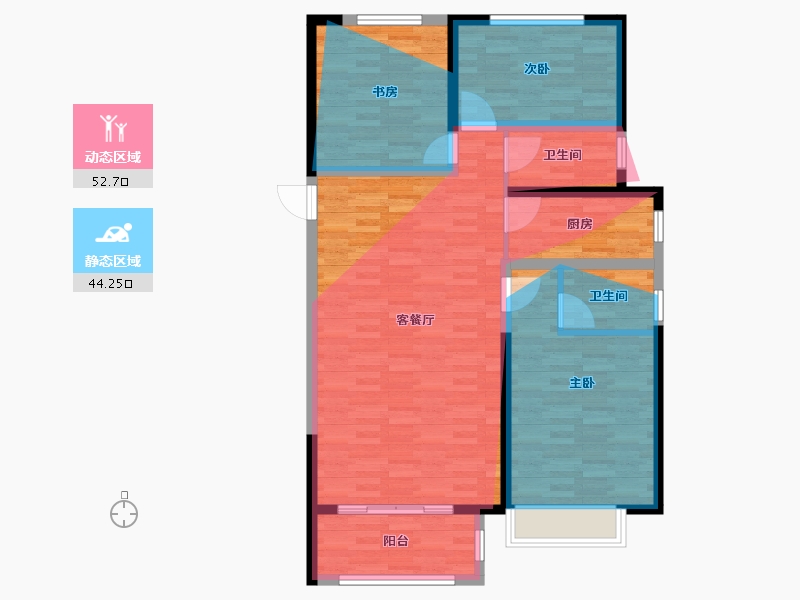 陕西省-西安市-嘉园蓝湖九郡-100.00-户型库-动静分区