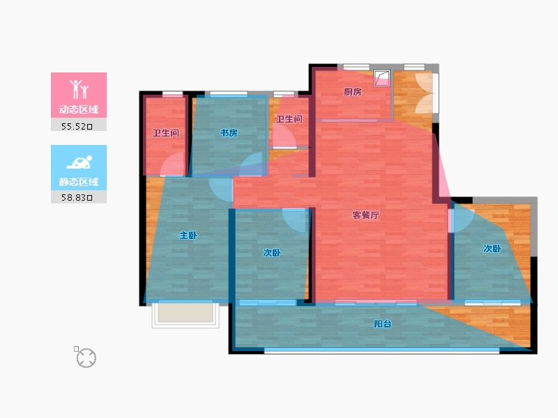 陕西省-西安市-中国铁建·西派天麓-117.08-户型库-动静分区