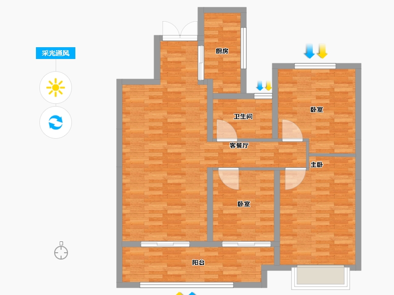 江苏省-宿迁市-明厚源翡翠庄园-90.40-户型库-采光通风