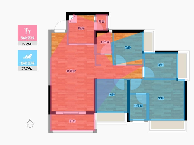 广东省-深圳市-鸿桥世纪名园-76.18-户型库-动静分区